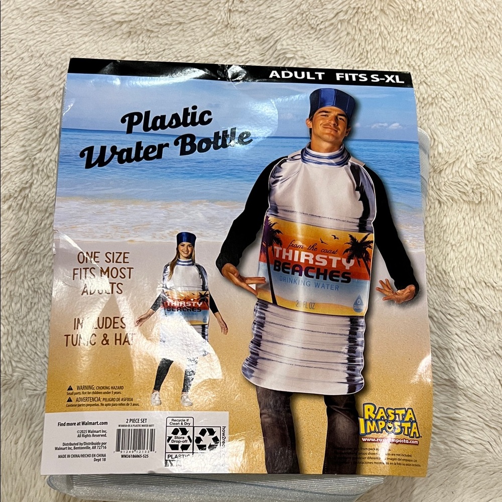 Rasta Imposta Thirsty Beaches Water Bottle Costume - Blue and White